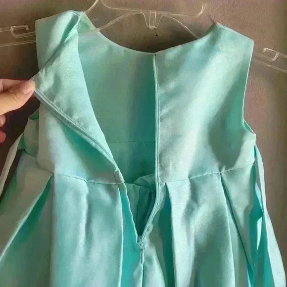 New W/O Tag Princess Faith Satin Dress Turquoise Size 24M Satin Sleeveless - Picture 6 of 9